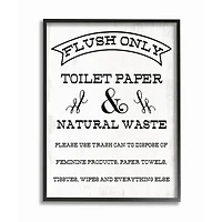Stupell Industries Flush Only Toilet Paper Rustic Bathroom Sign Framed Wall Art