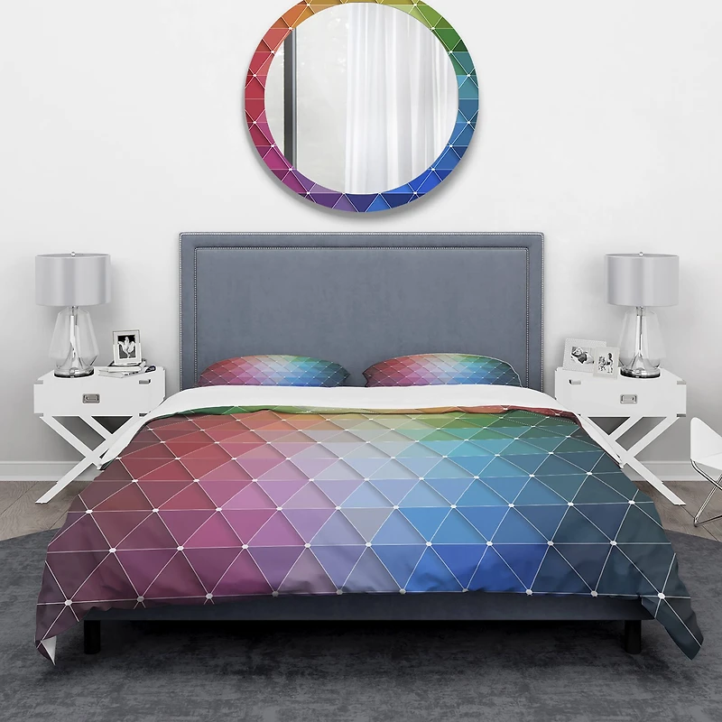 Designart 'Rainbow Triangular Geometry ' Modern & Contemporary Bedding Set
