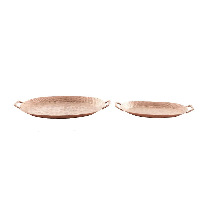 Set of 2" Bronze Aluminum Rustic Tray, 3" x 27" x 16"