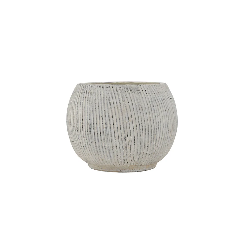 Hello Honey® 5" Distressed Cream Fluted Texture Terra Cotta Planter