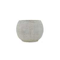 Hello Honey® 5" Distressed Cream Fluted Texture Terra Cotta Planter