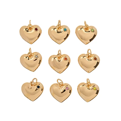 Crystal Lane DIY Gold Rhinestone Heart Charms, 9ct.