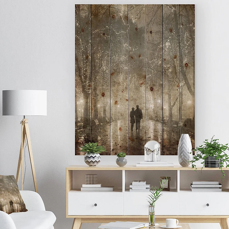 Designart - Couple Walking in Night Lights