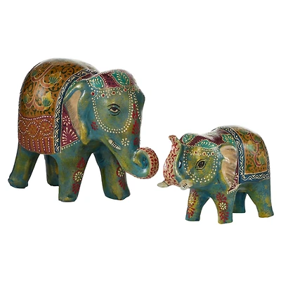 Ceramic Eclectic Elephant Sculpture Set