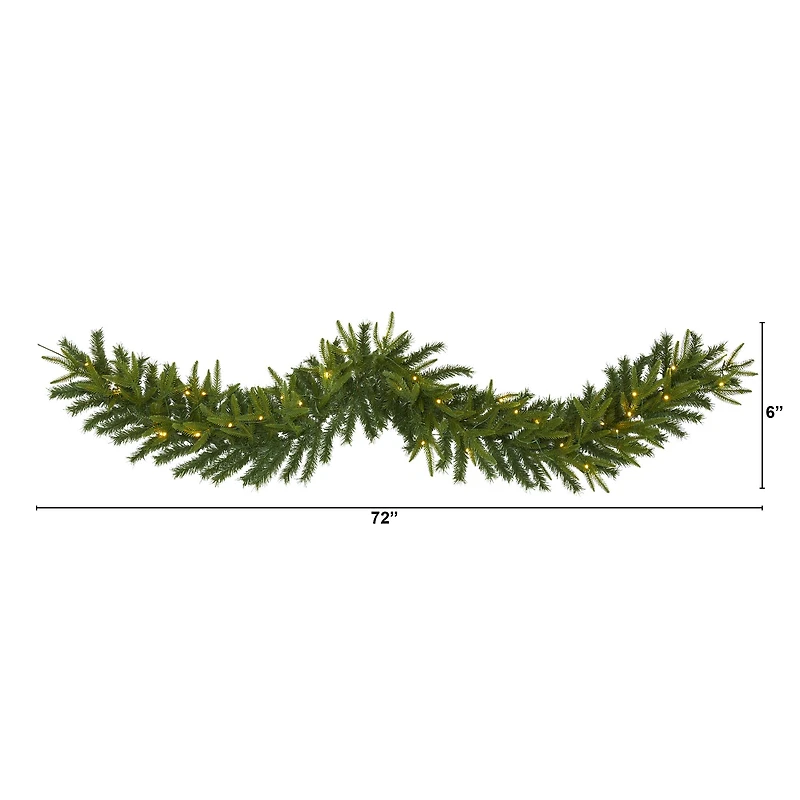 6ft. Pre-Lit Clear LED Green Pine Artificial Christmas Garland