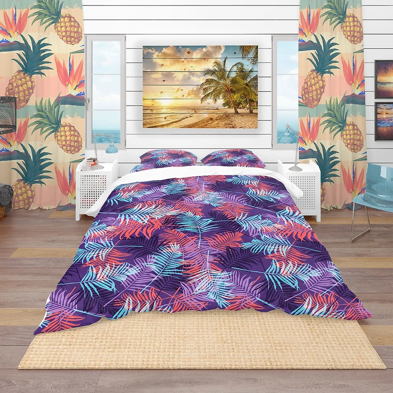 Designart 'Tropical Palm Leaves Pattern' Tropical Bedding Set