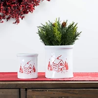 Crock Containers With House Image Set, 4ct.
