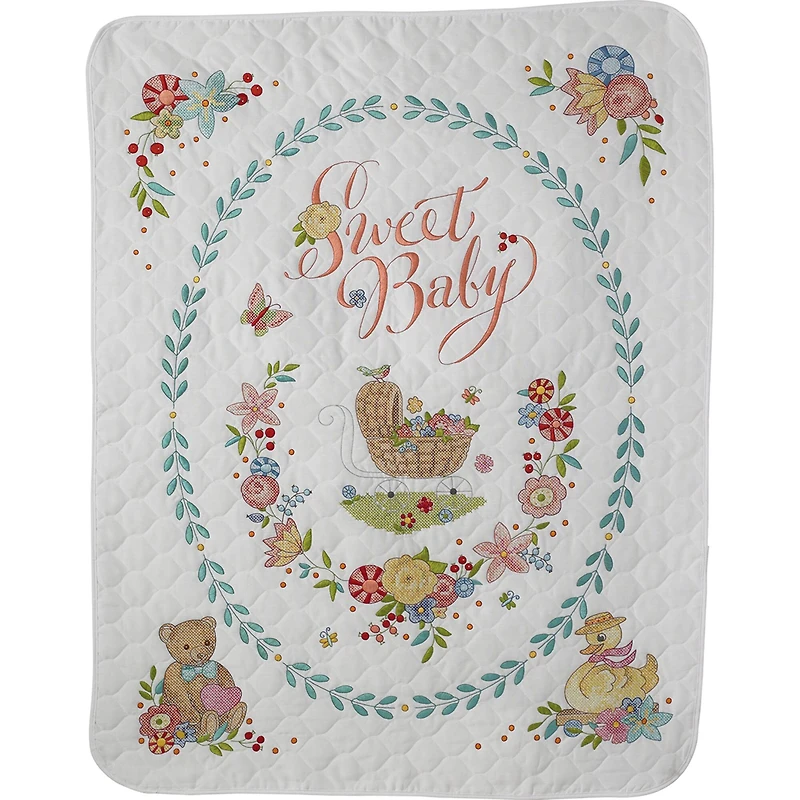 Bucilla® Sweet Baby Stamped Cross Stitch Crib Cover Kit