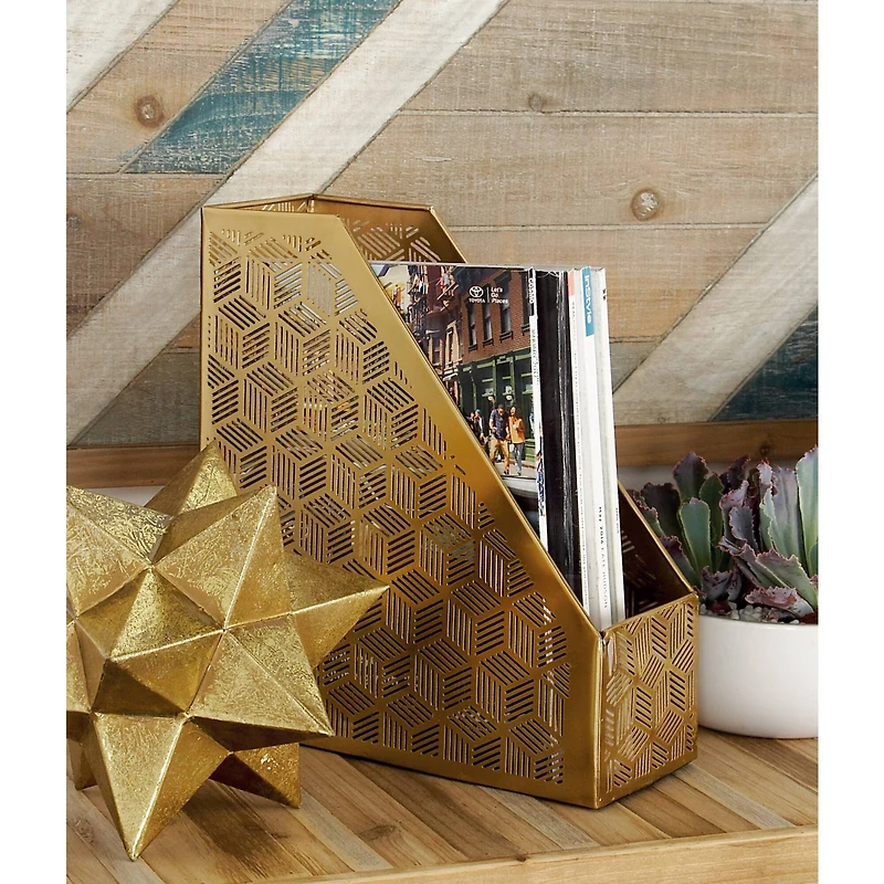12" Gold Iron Glam Magazine Holder