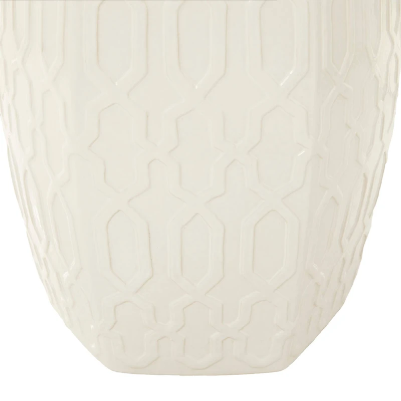 Cream Ceramic Contemporary Accent Table, 19" x 13" x 14"