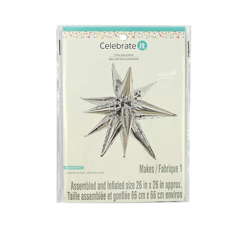 26" Silver Starburst Foil Balloon by Celebrate It™
