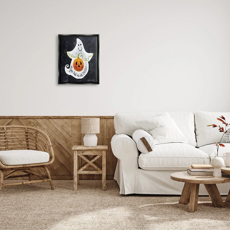 Stupell Industries You Had Me At Boo Ghost Framed Floater Canvas Wall Art