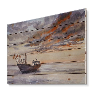 Designart - Wooden Fishing Boat On The Baltic Shore