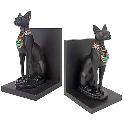 Design Toscano 8.5" Bastet Cat Goddess of Ancient Egypt Sculptural Bookends