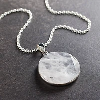 White Quartz Round Faceted Pendant by Bead Landing™