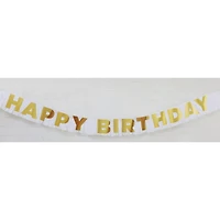 6.5ft. Gold & White Happy Birthday Fringe Banner by Celebrate It™