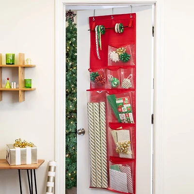 Honey Can Do Red Over-the-Door Holiday Gift Wrap Organizer