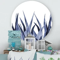 Designart - Navy Blue Agave Leaves