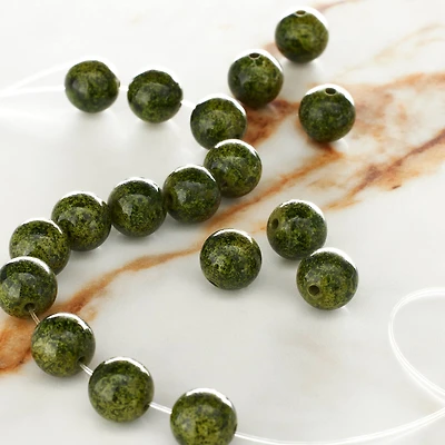 Green Round Stone Beads, 10mm by Bead Landing™