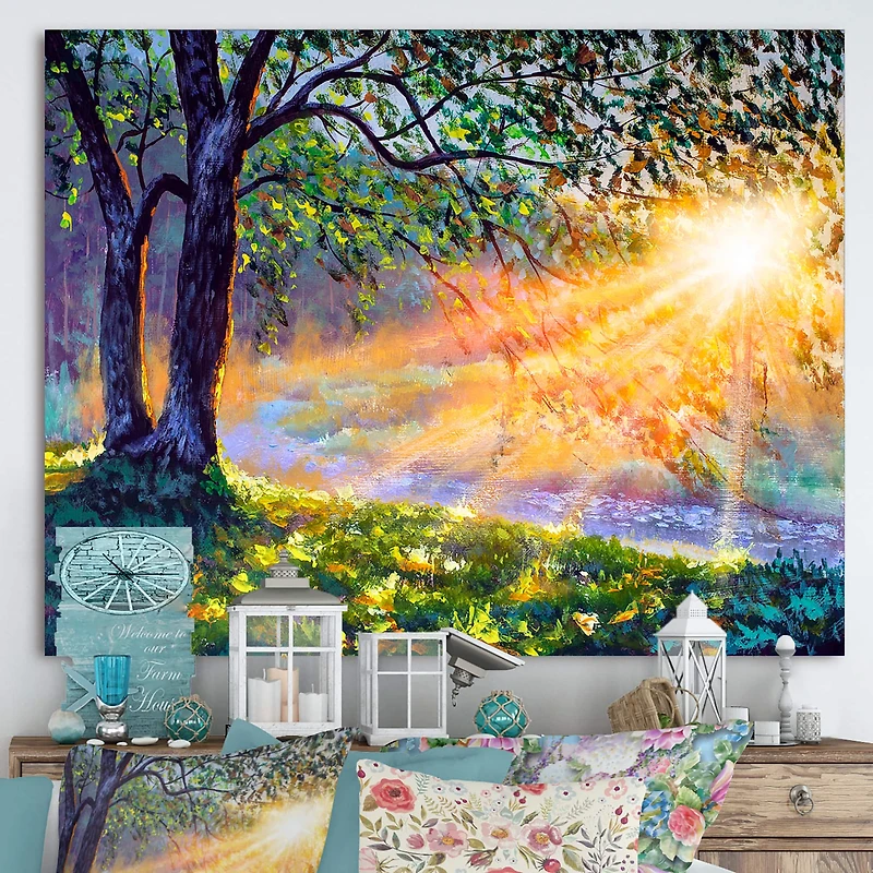 Designart - Dawn Sunshine Light By The River