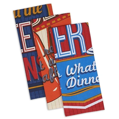DII® Retro Beer Print Dishtowel Set