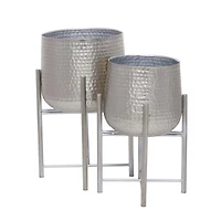 Silver Transitional Planter, Set of 2" 19", 16"