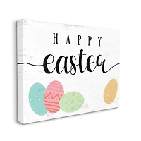 Stupell Industries Happy Easter Greeting Fun Pattern Spring Holiday Eggs Canvas Wall Art