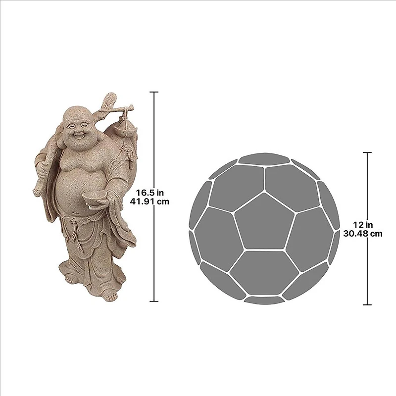 Design Toscano 16.5" Wandering Happy Hotei Buddha Statue