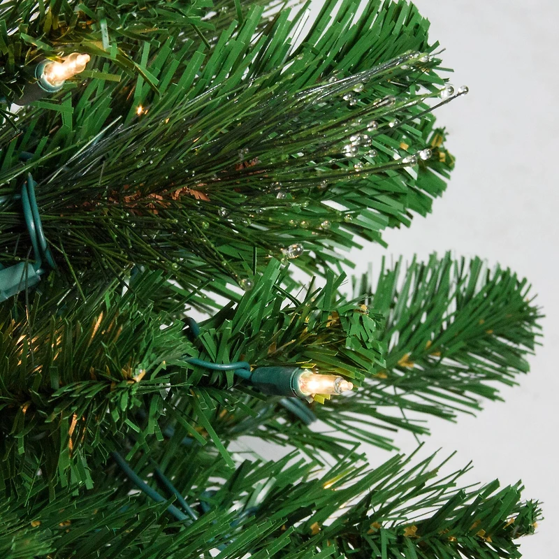 7.5ft. Pre-Lit Canterbury Spruce with Dewdrops Artificial Christmas Tree, Clear Lights