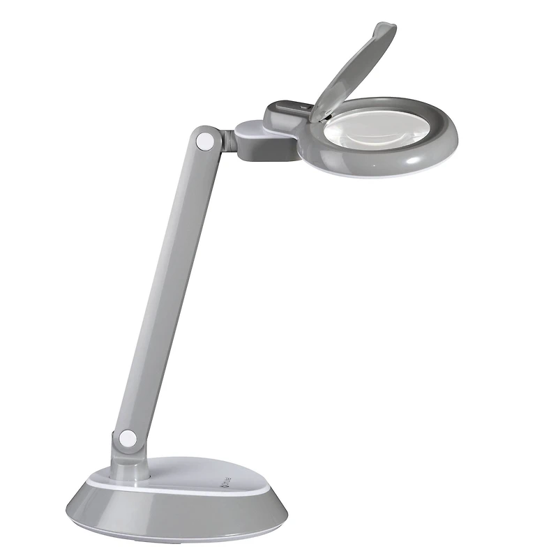OttLite 14" Gray Space-Saving LED Magnifier Desk Lamp