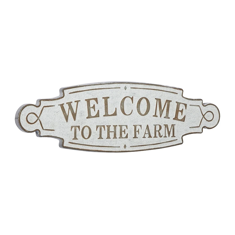 36" Beige Farmhouse Metal Wall Sign