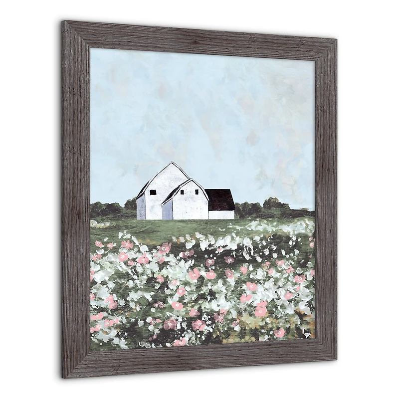 Barn Field 20" x 24" Western Gray Framed Print