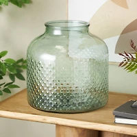 12.25" Green Spotted Glass Jar Vase