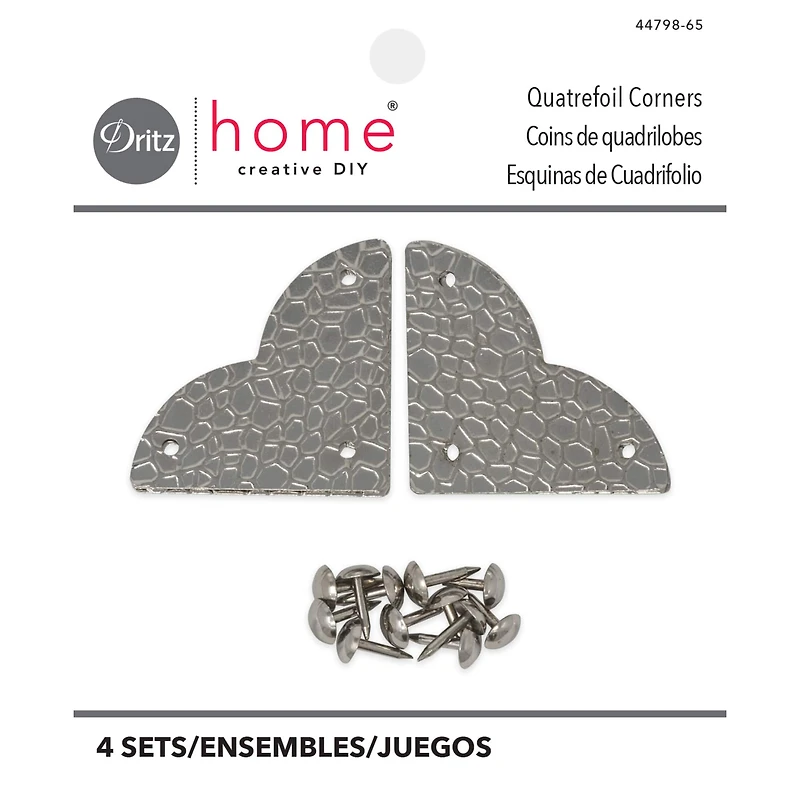 Dritz Home Nickel Textured Quatrefoil Corners