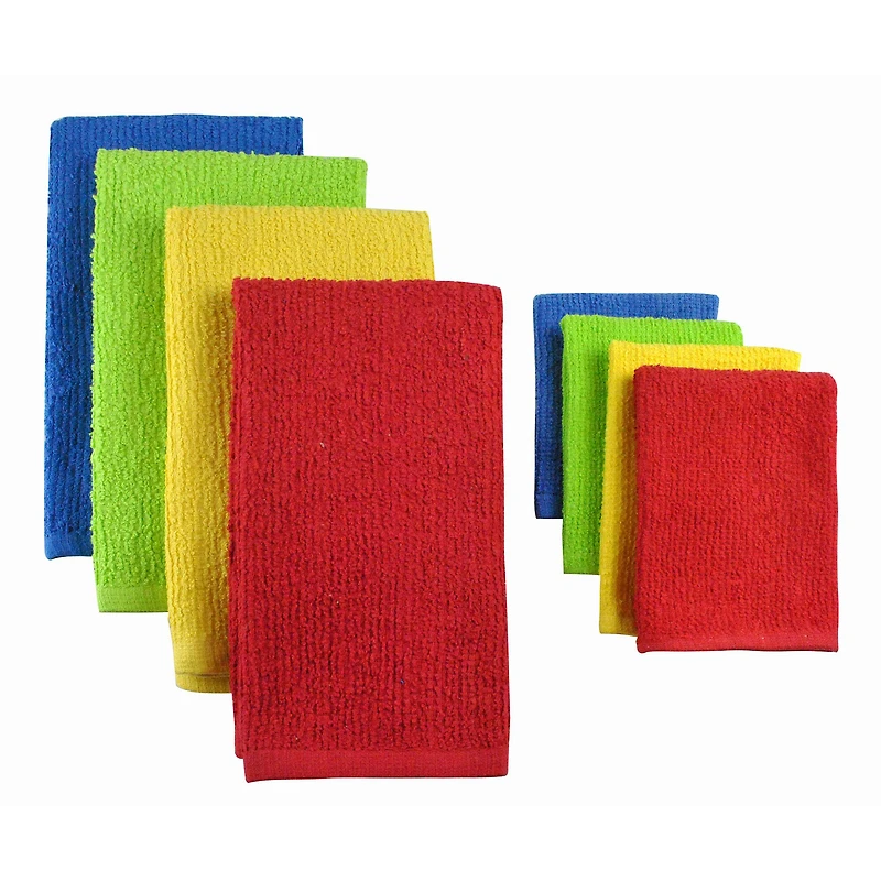 DII® Assorted Primary Bar Mop Dishtowel & Dishcloth (Set of 8)