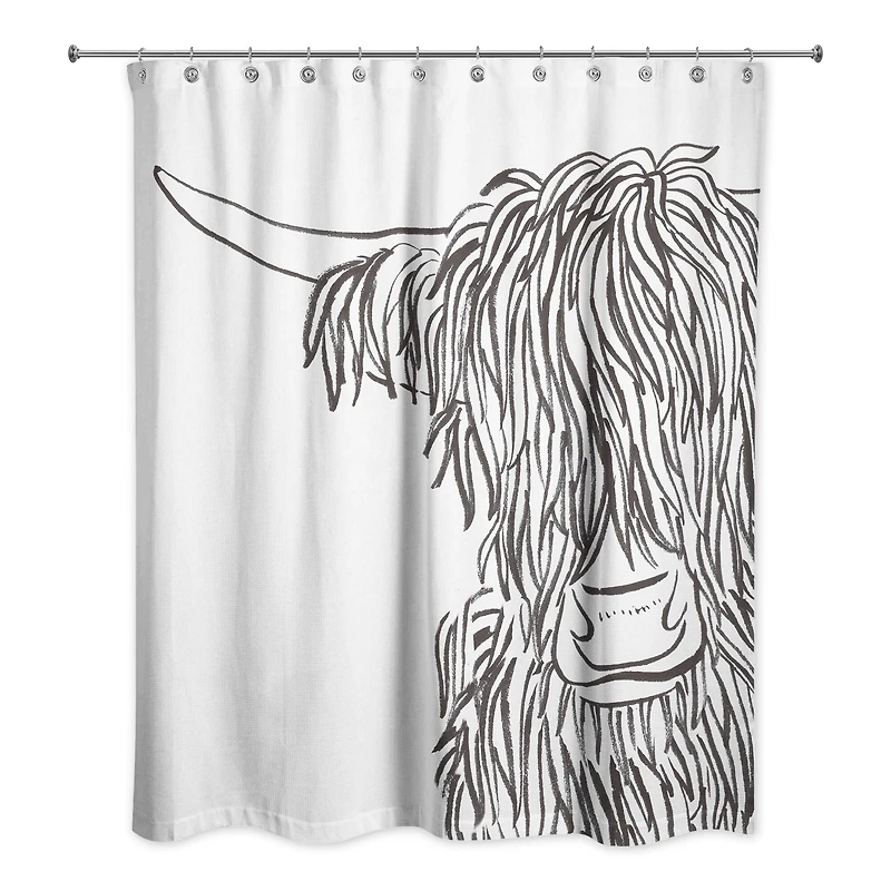 Wash-Up Cow Sketch 71" x 74" Shower Curtain