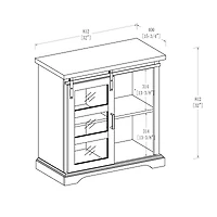 Walker Edison 32" Slate Grey Sliding Glass Door Modern Accent Cabinet 