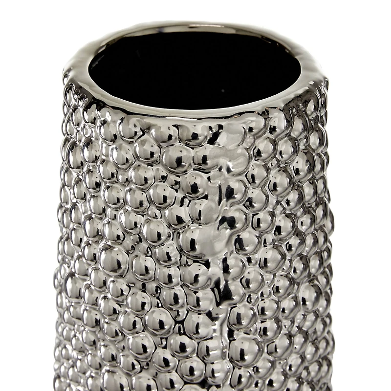 Silver Ceramic Glam Vase, 26" x 7" x 7"