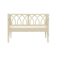 Farmhouse Rectangular Distressed White Wooden Indoor Bench