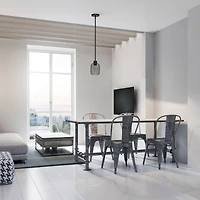 Lalia Home Ironhouse 7" Black 1-Light Metal Caged Mini Pendant