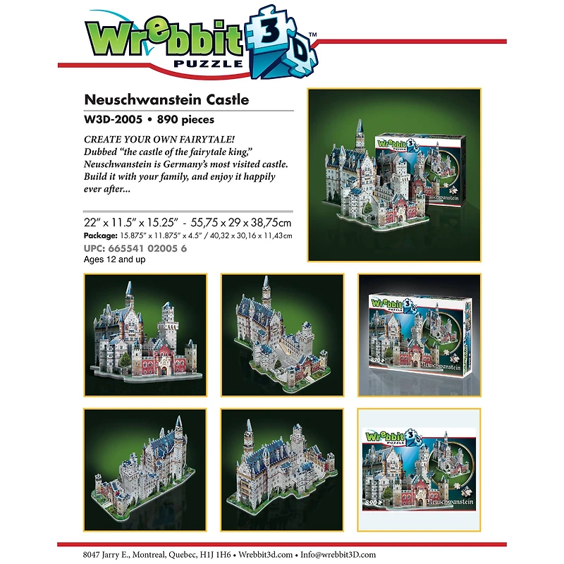 Wrebbit 3D Puzzle™ Neuschwanstein Castle 890 Piece Puzzle