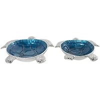 Blue Aluminum Metal Turtle Enameled Decorative Bowls, 2ct.