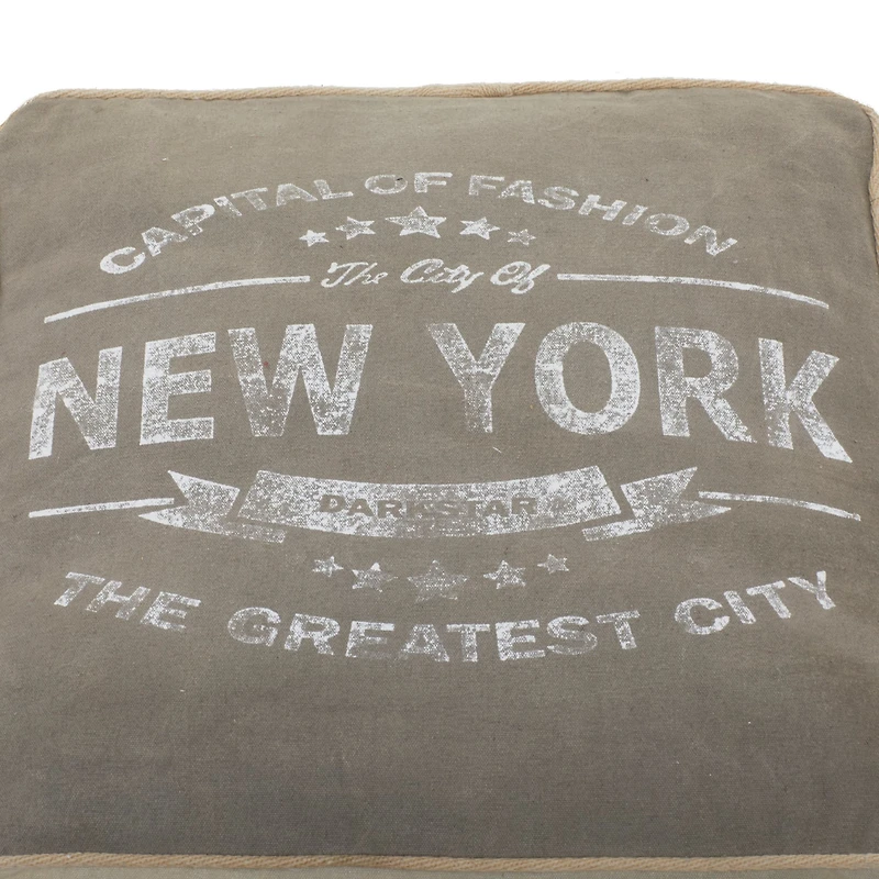 Grey Canvas Rustic Stool, 19" x 21" x 21"