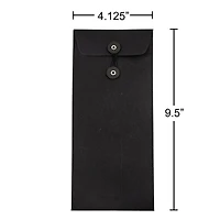 Jam Paper 9.5" x 4.125" Black Linen Business Envelopes with Button & String Closure, 50ct.