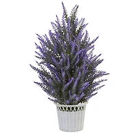 22" Lavender Artificial Plant in White Wicker Planter