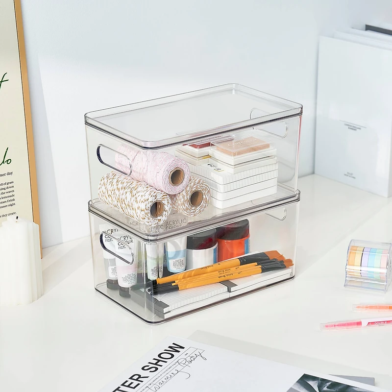 Small Clear Stacking Plastic Bin with Lid by Simply Tidy®