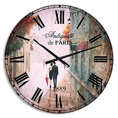 Designart Paris Romance Couples II Wall Clock
