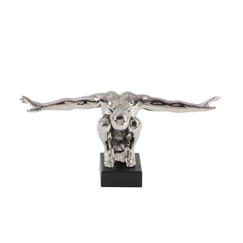 17" Silver Porcelain Traditional Man Sculpture