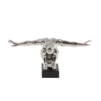 17" Silver Porcelain Traditional Man Sculpture