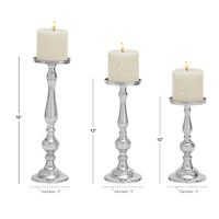 Silver Aluminum Traditional Candle Holder Set